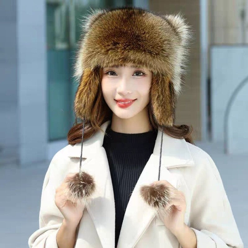 Lady Warm Long Furry Hat Trapper Hat Faux Fur Outdoor Ski Hat Ear Flap Winter UK