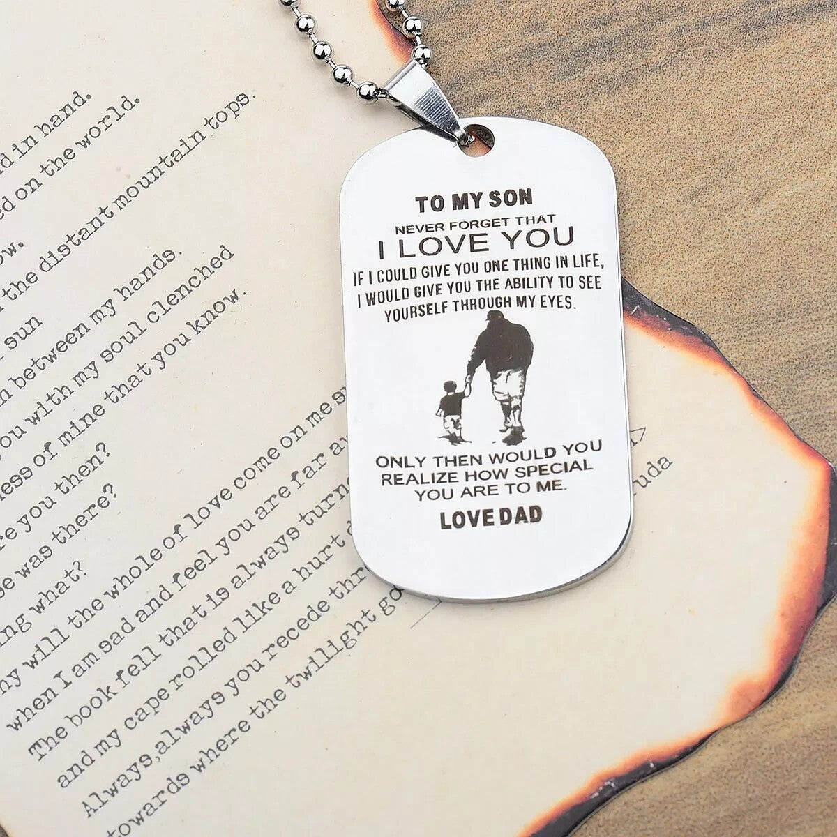 Father Son Pendant To My Son Never Forget That I Love You Dog Tag Necklace Gift
