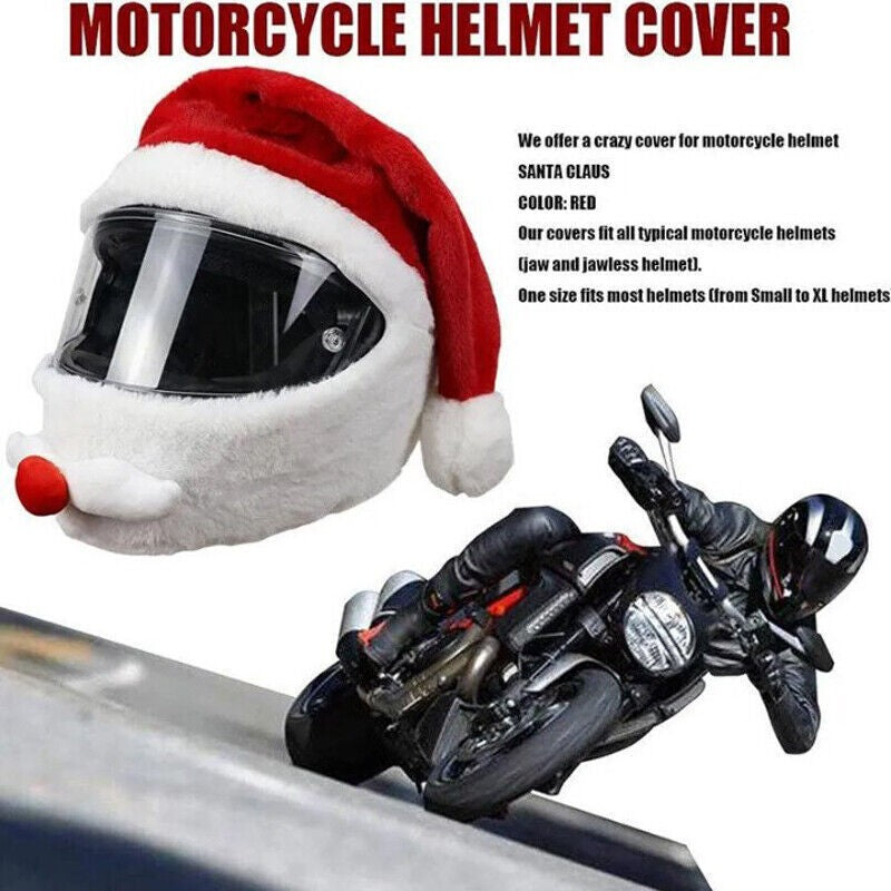 Motorcycle Santa Helmet Cover DIY Christmas Motorbike Helmet Funny Claus Decor