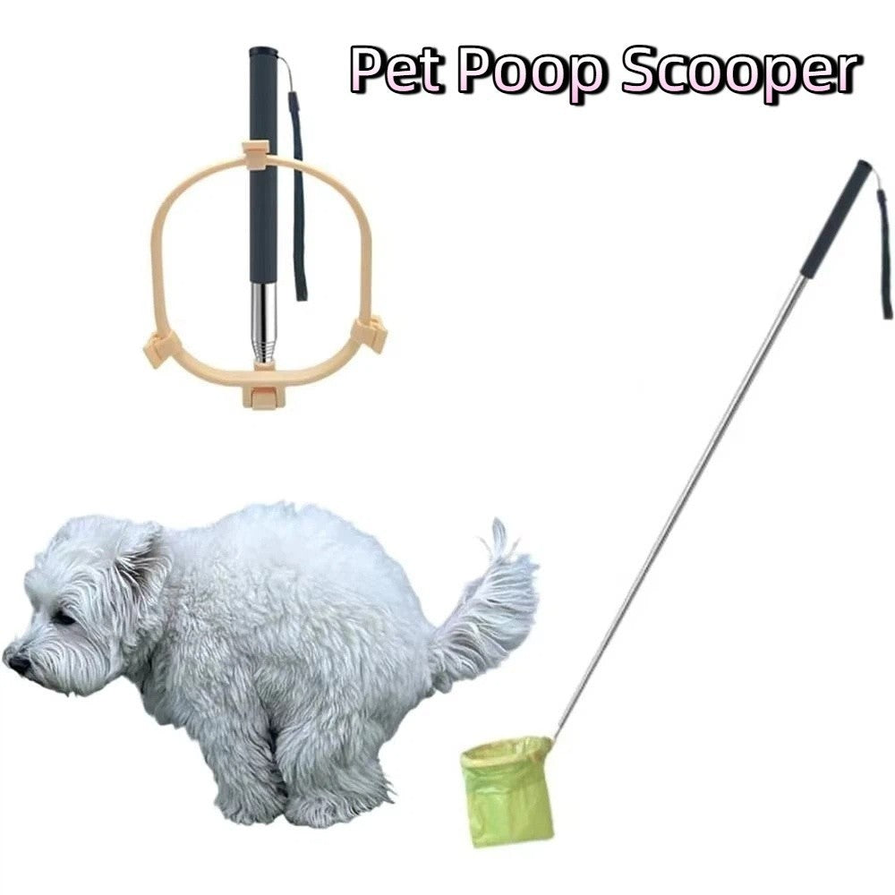 Foldable Pet Poop Scooper Non-Contact Portable Dog Poop Catcher Extendable