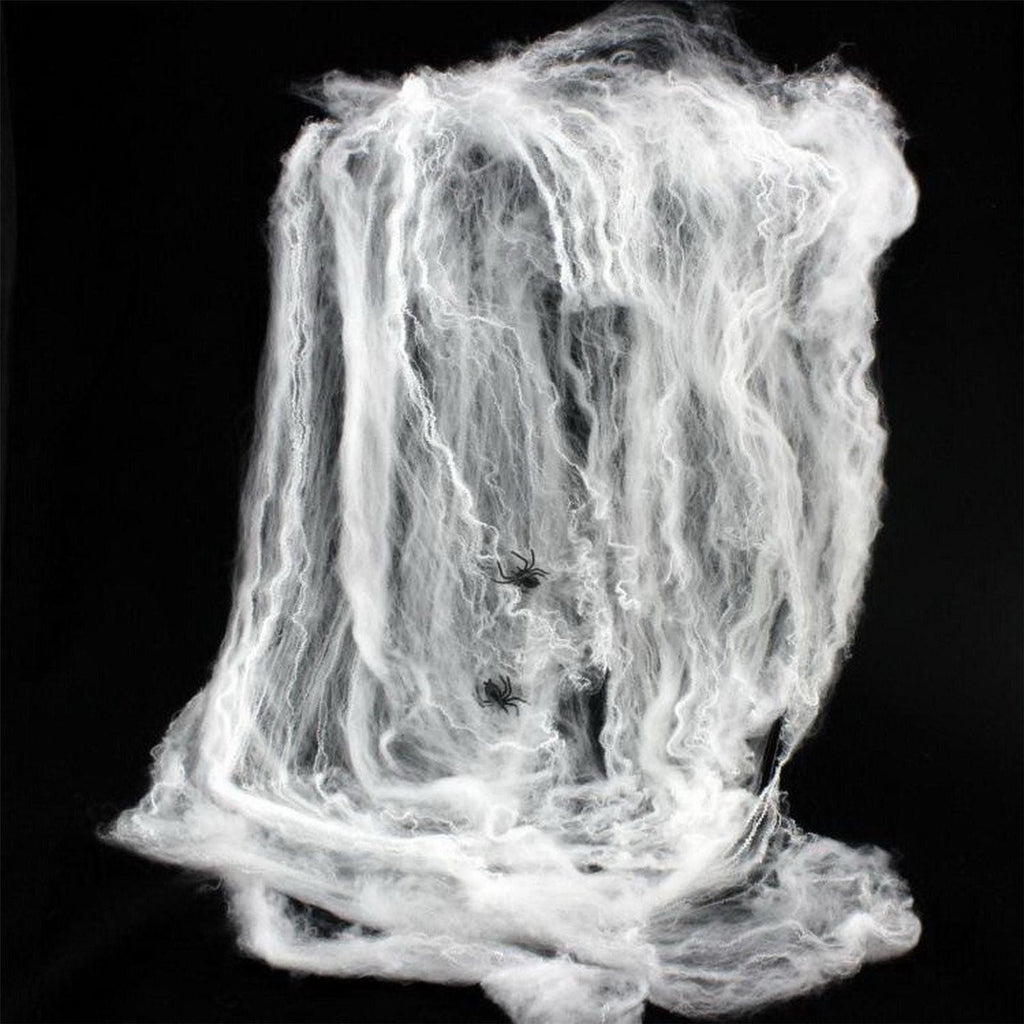 Spider Web With 10pcs Spiders Halloween Decoration Stretchy Cobweb Props