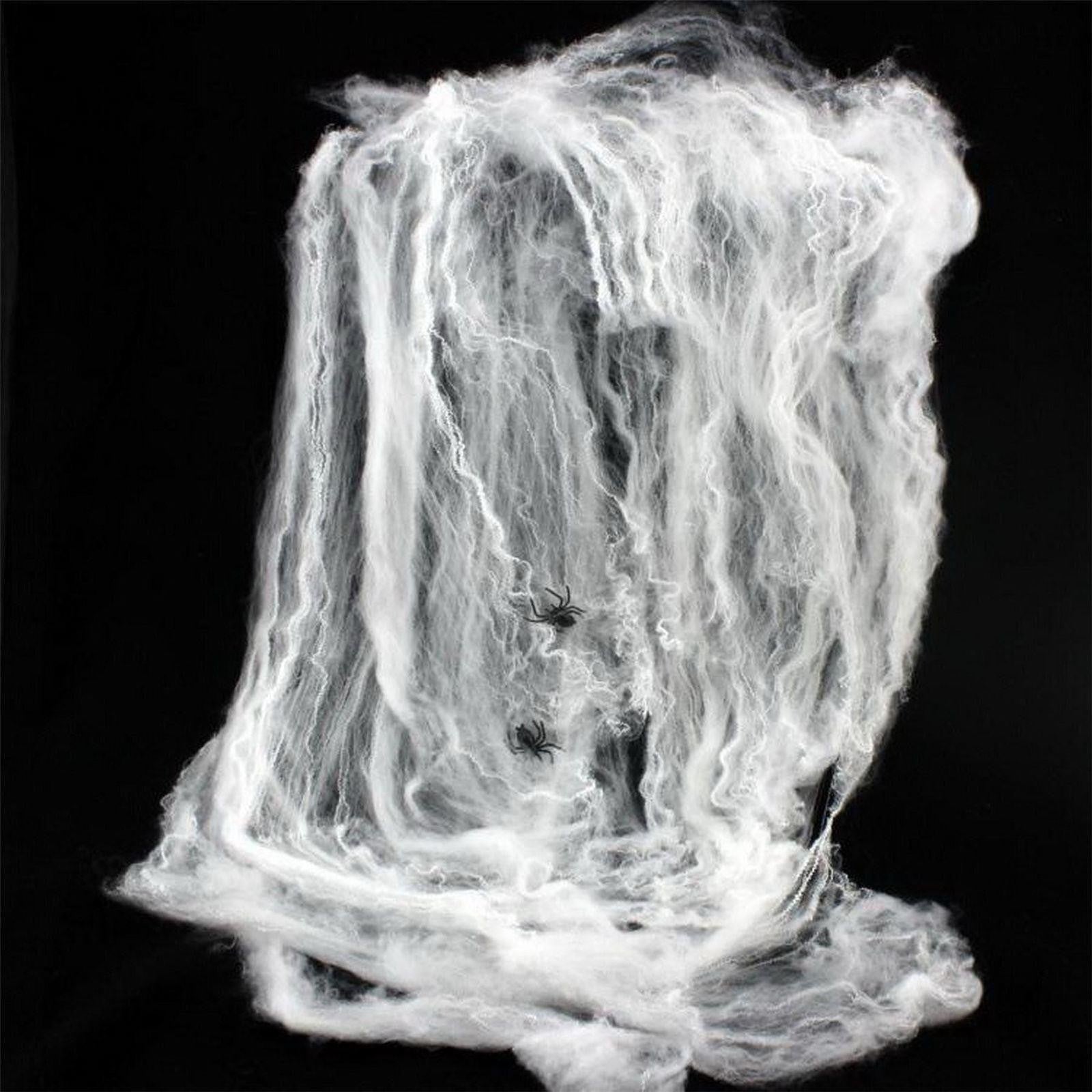 Spider Web With 10pcs Spiders Halloween Decoration Stretchy Cobweb Props