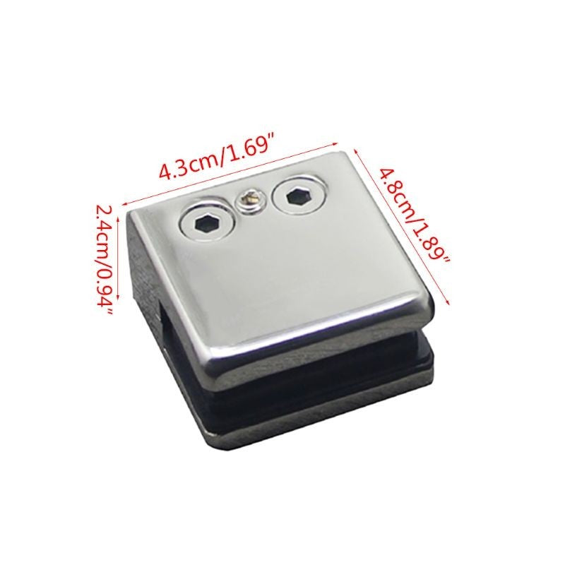4PCS Stainless Steel Glass Clamps Adjustable 8-10MM Square Glass Clamp