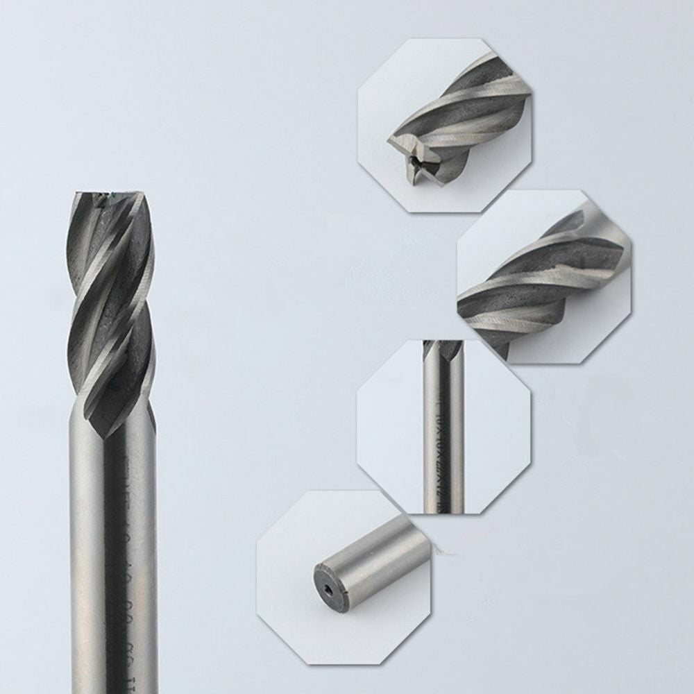 10X 4 Slot Flute End Mill Cutter Drill Bit HSS Straight Shank CNC Milling Tool