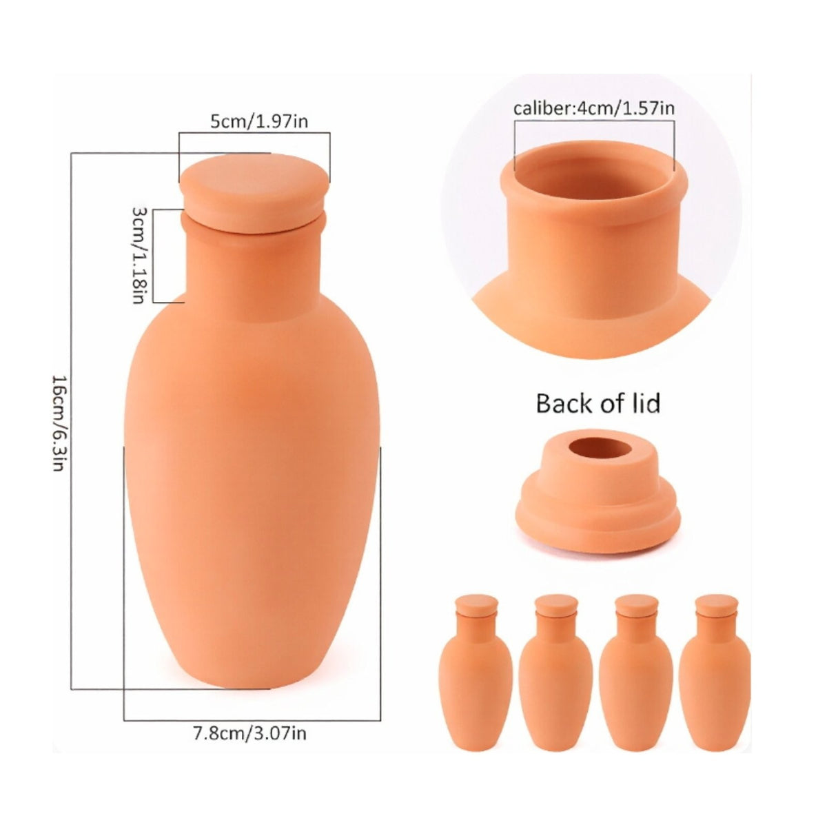 4 Pieces Terracotta Watering Spike Slow Release Terracotta Self Watering Bottle
