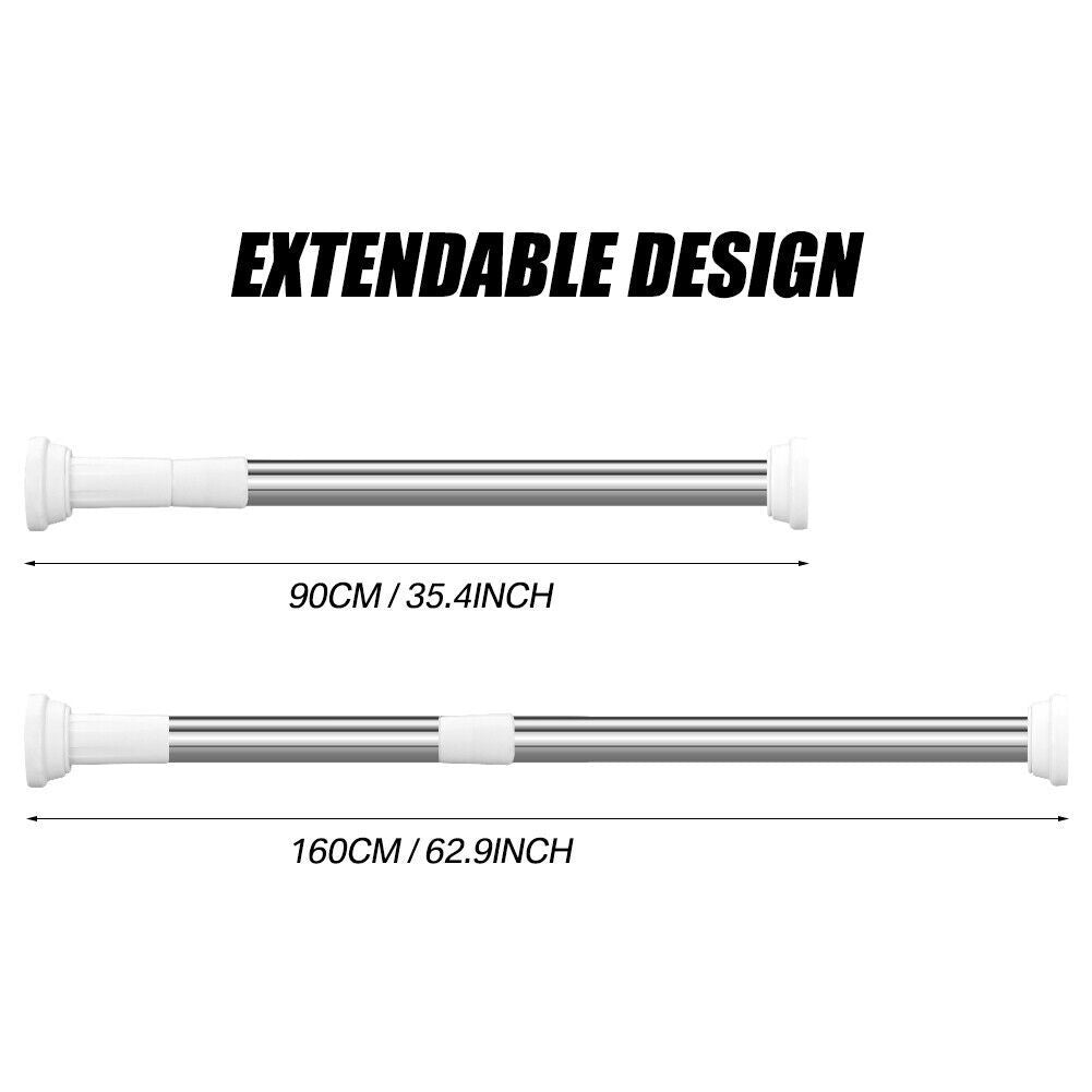 Heavy Duty Extendable Telescopic Shower Curtain Pole Rail Rod Bath Door Window