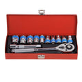 12Pc 1/2'' Socket Set 10-24mm Metric Drive Extension Ratchet Wrench Steel Case