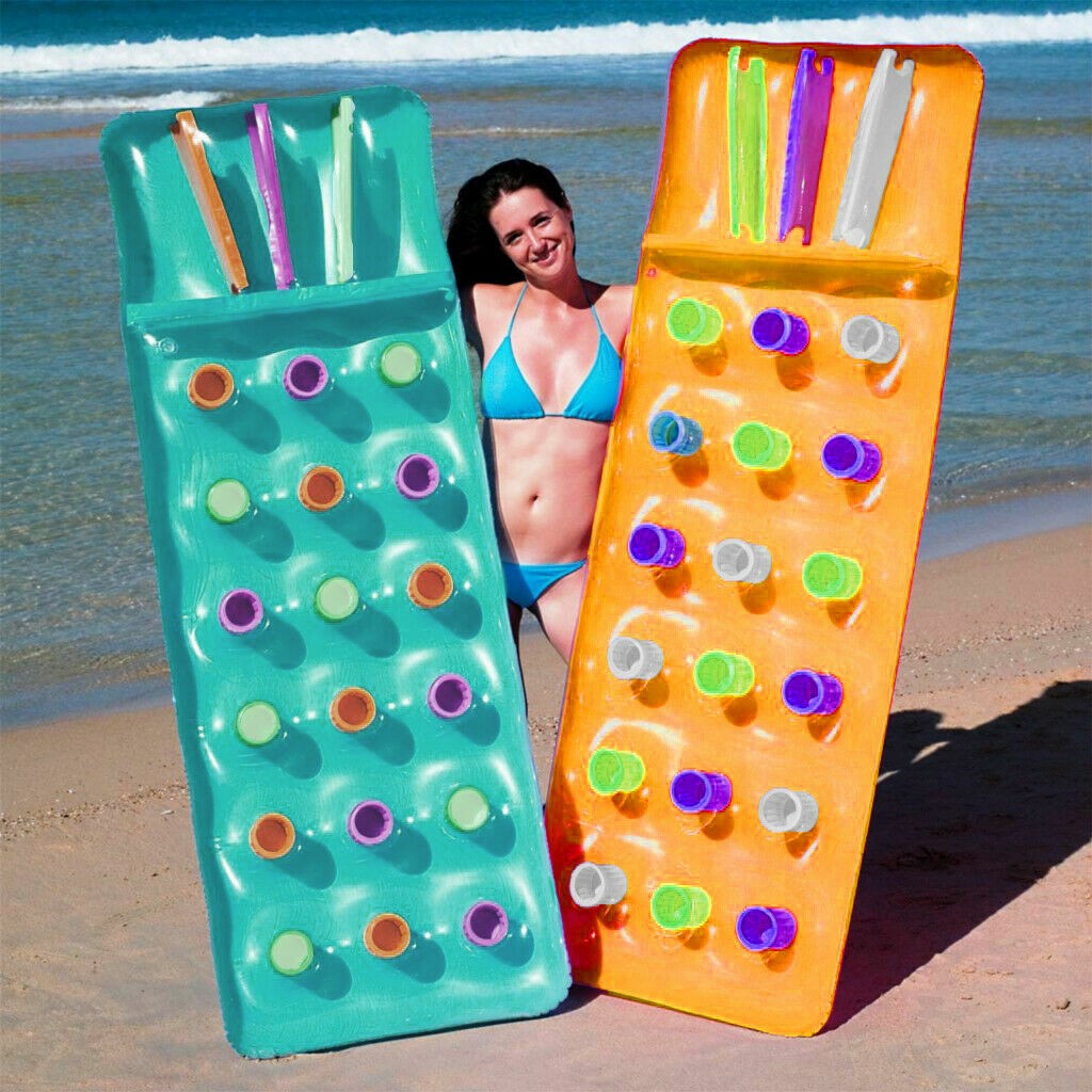 Fashion Designer Inflatable Lilo Float Pocket Lounger Swimming Pool Air Bed Mat
