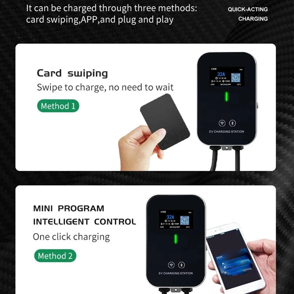 Car Charge Type 2 Electric Car Charging Station 32A 7KW EV Charger With 5M Cable