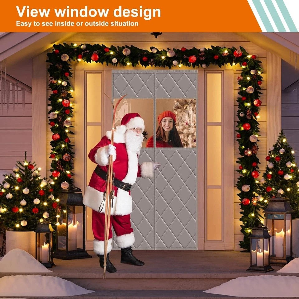 Thermal Insulated Door Curtain Oxford Cloth Windproof for Winter Magnet Closed