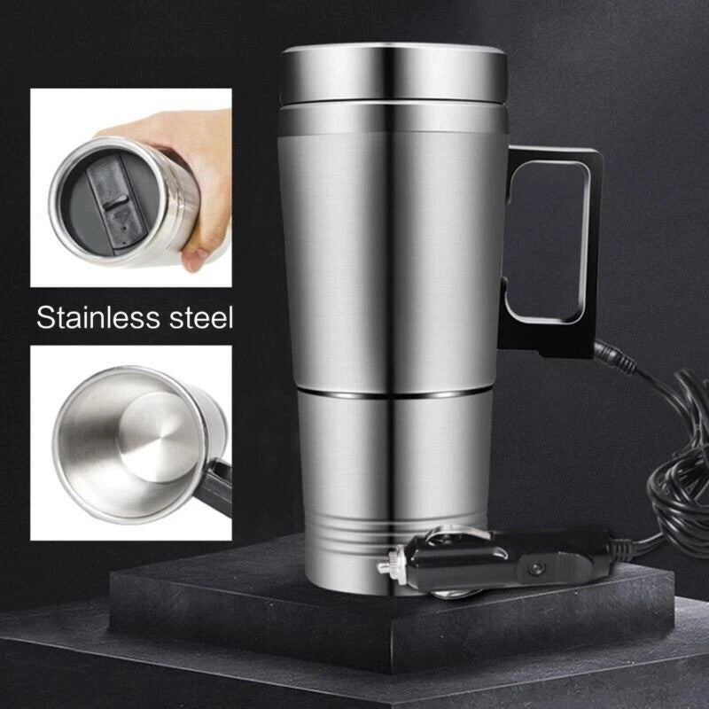 12v Portable Electric Kettle Car Van Travel Stainless Steel Water Heater Pot UK