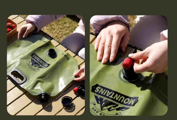 8L Water Container Bag With Tap Folding Water Storage Carrier for Camping Hiking