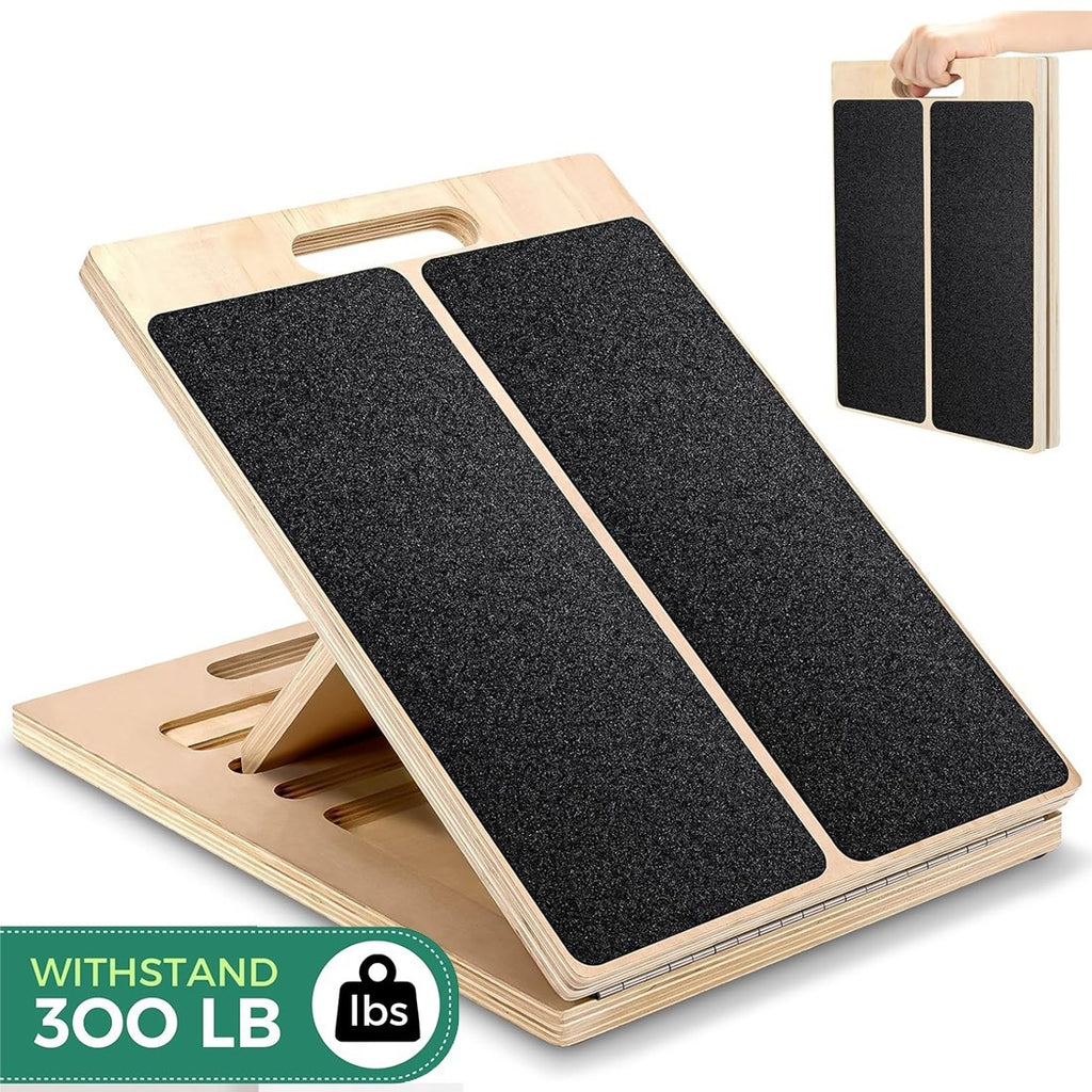 Foldable Wooden Calf Incline Slant Board Yoga Workout Leg Stretcher UK