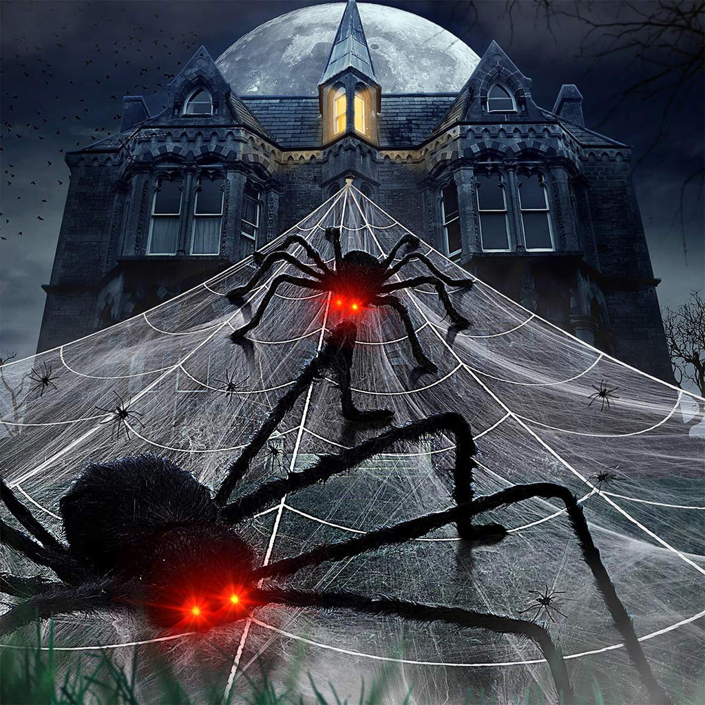 200CM Giant Eyes glowing Scary Spider Haunted House Prop Halloween Decoration