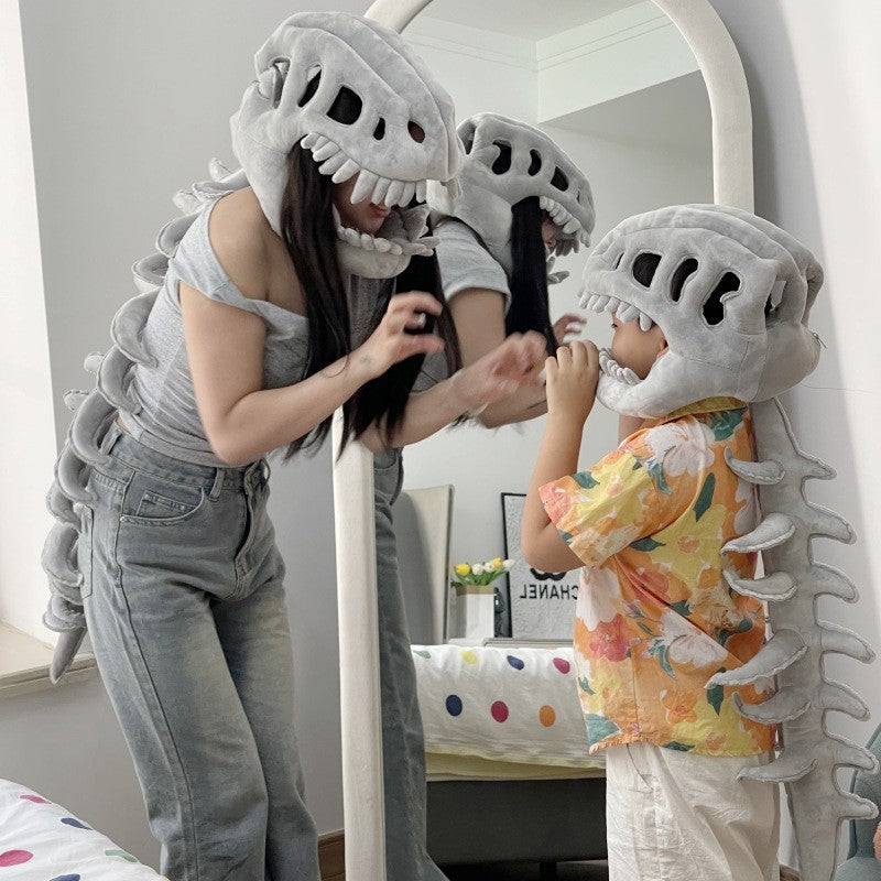 Silly Dino Plush Wearable Sillydino Skeleton Plush Hood,Soft Spinosaurus Outfit