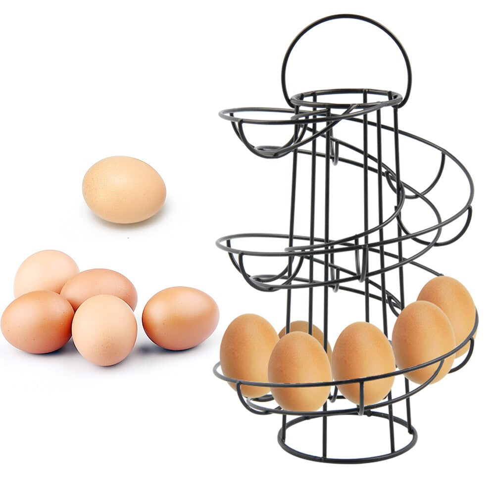 Black kitchen Storage Spiral HELTER SKELTER Egg Rack Stand Can Hold 18 Eggs
