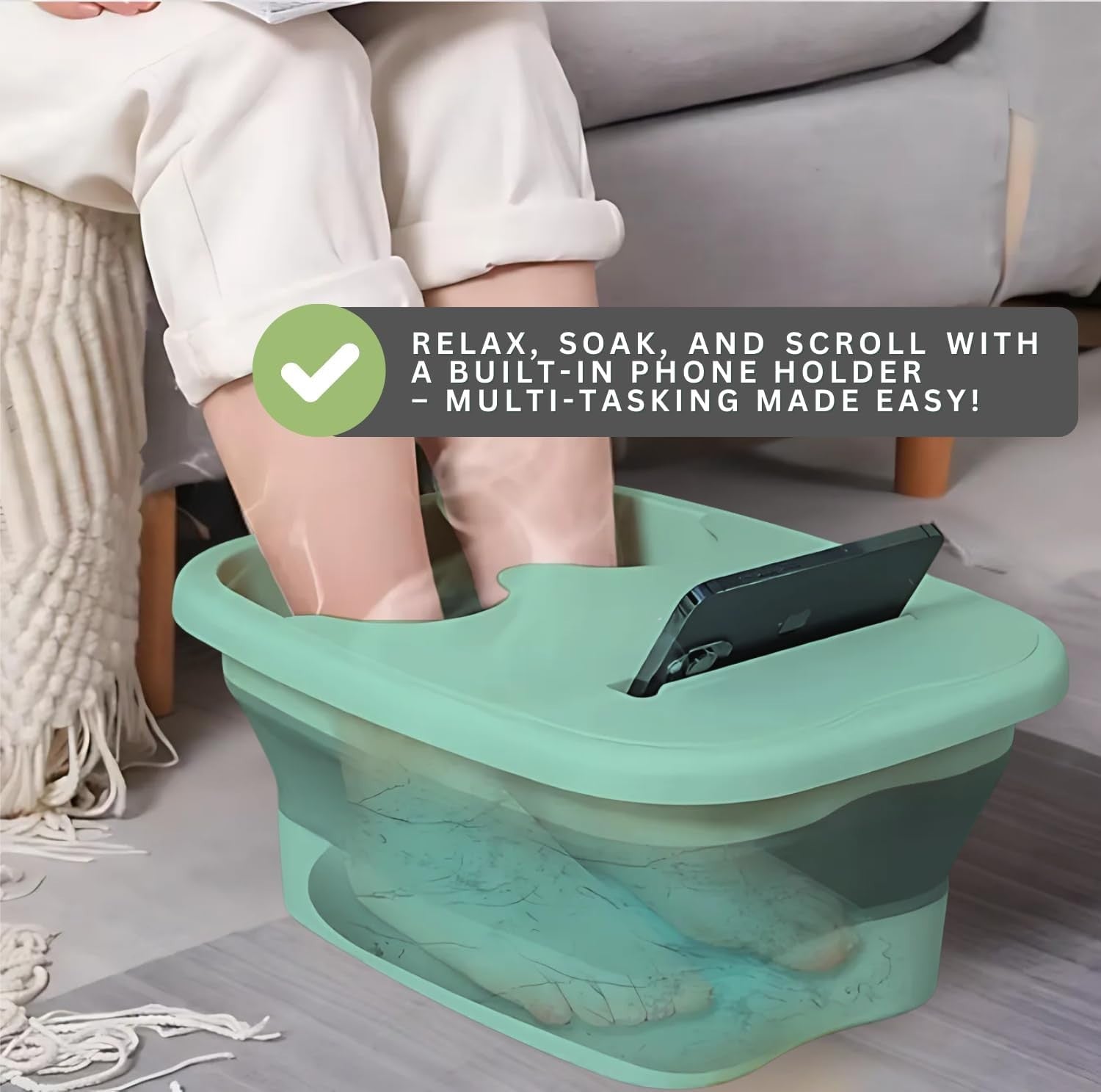 Collapsible Foot Spa Bath Bucket with Handle Portable Pedicure Soak 3 Colors