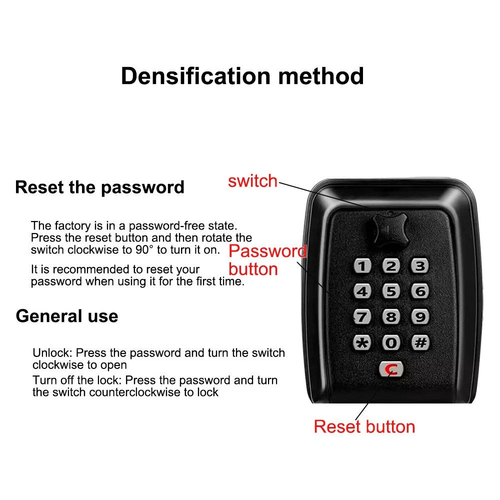 Key Safe Wall Mounted Lock Box Large Key Outdoor Lock Box 12-Digit Combination