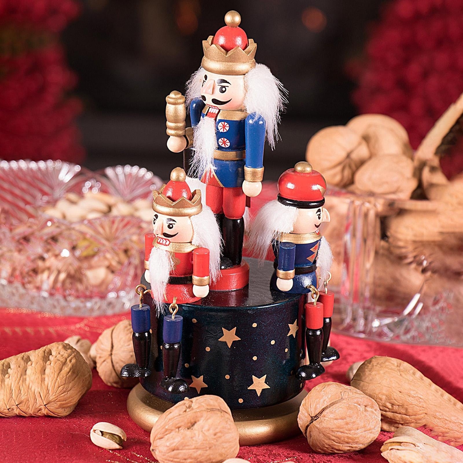 Christmas Music Box Funny Nutcracker Musical Box Hand-painted Rotating Octave Bo
