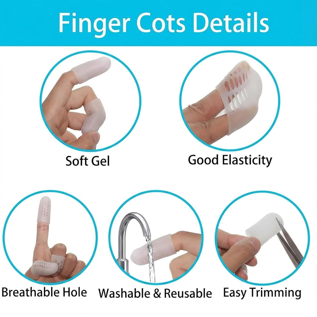 10pcs Gel Finger Cots - Breathable Silicone Finger Protectors with Hole