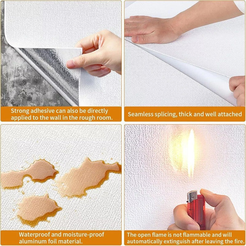 10M Thicken Self-Adhesive Thermal Insulation Linen Wall Sticker Plain Wallpaper