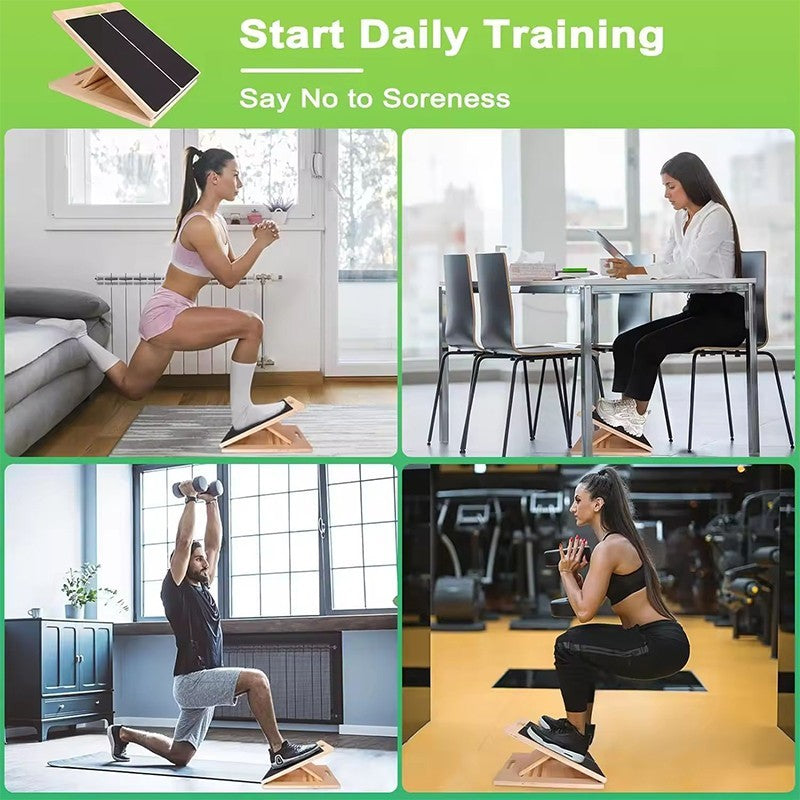 Slant Board, 5 Level Adjustable Portable Wooden Stretch Board for Calf Stretcher