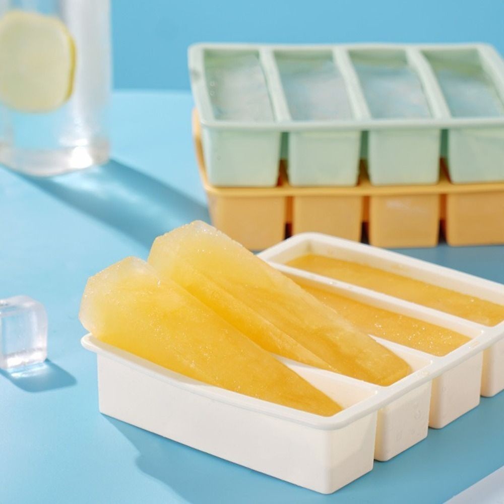 Silicone Food Freezing Molds 4 Grids Food Sauce Storage Durable Freezer Trays