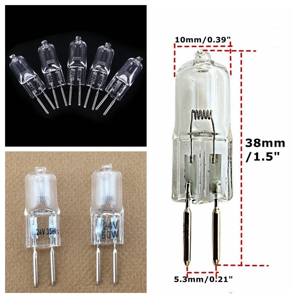 10Pcs G5.3 24V 20W/35W/50W Base Halogen Work Light Lamp Bulbs for Lathe Machine
