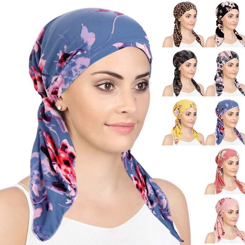 Ruffle Beanie Scarf Turban Hat Cancer Chemo Hat Printed Headwear Head Wrap Cap