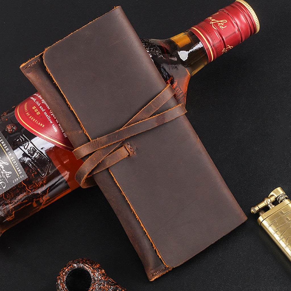 Crazy Horse Leather Folding Pipe Bags Tobacco Roll Pipe Accessories Pouch Cases
