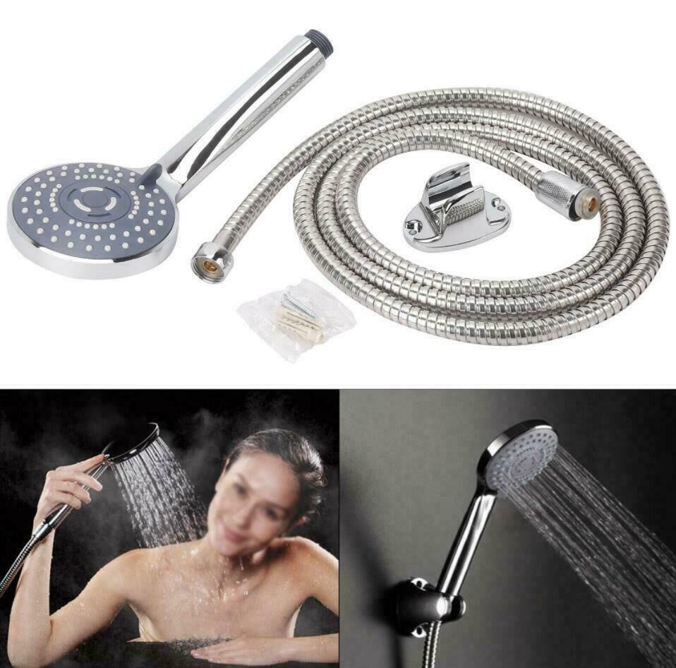 1x Shower Head Set Universal Multi Function Chrome Anti-Limescale Bath 1.5M Hose