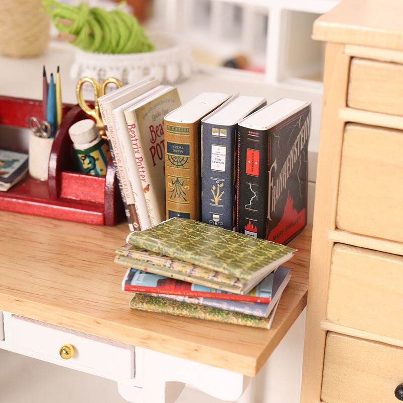 20PC Scale Mini Books Set Dolls House Miniatures Lot Bookshelf Accessories