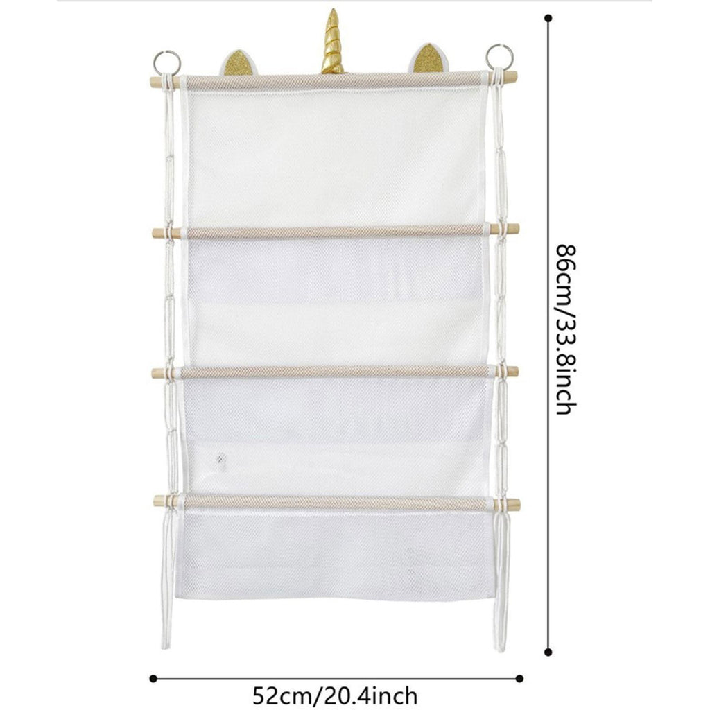 Wall Hanging Toy Organizer 3 Tier Plush Toy Storage Net for Nursery Bathroom