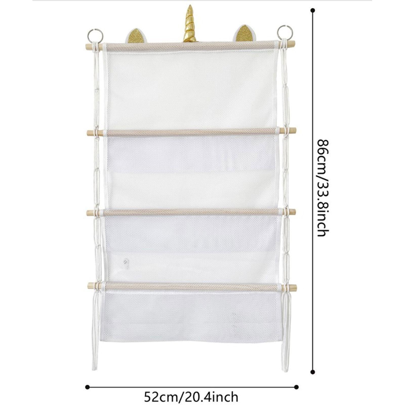 Wall Hanging Toy Organizer 3 Tier Plush Toy Storage Net for Nursery Bathroom
