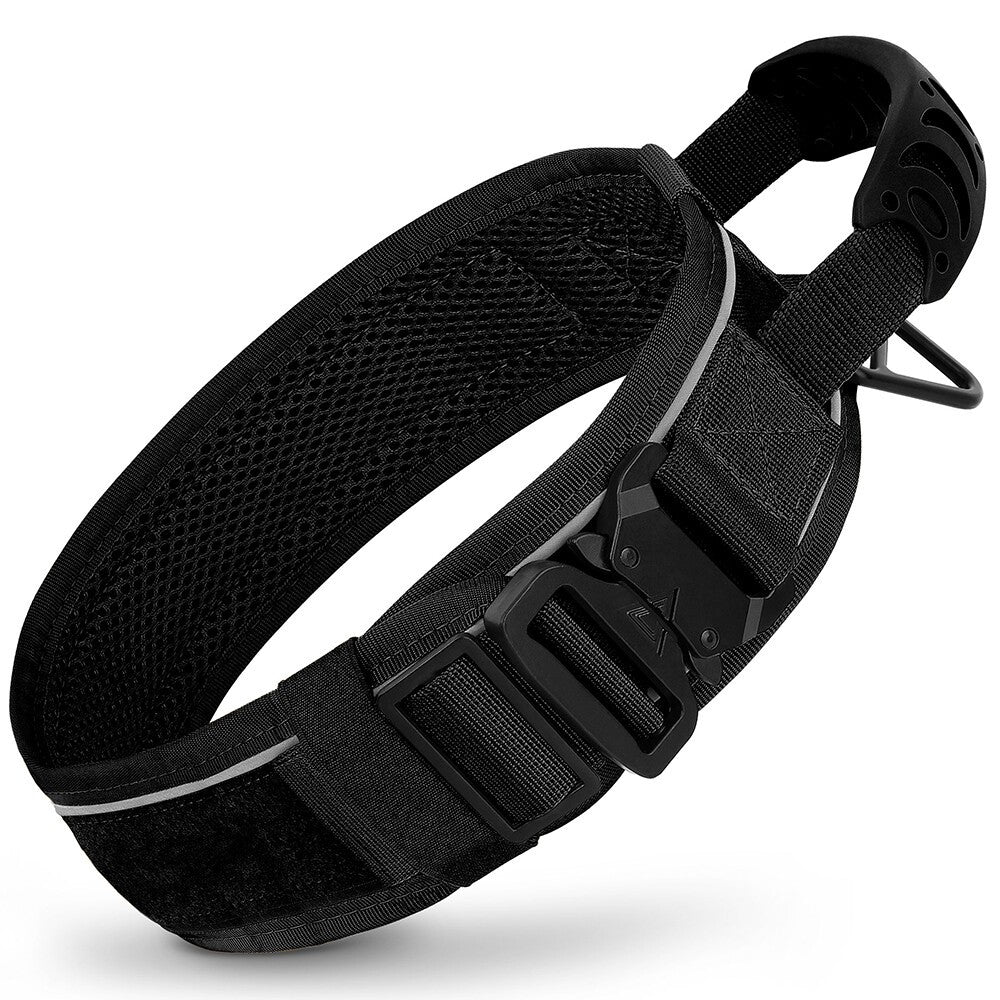 Durable Dog Collar with Handle Mesh Padded 6.5cm Wide Reflective