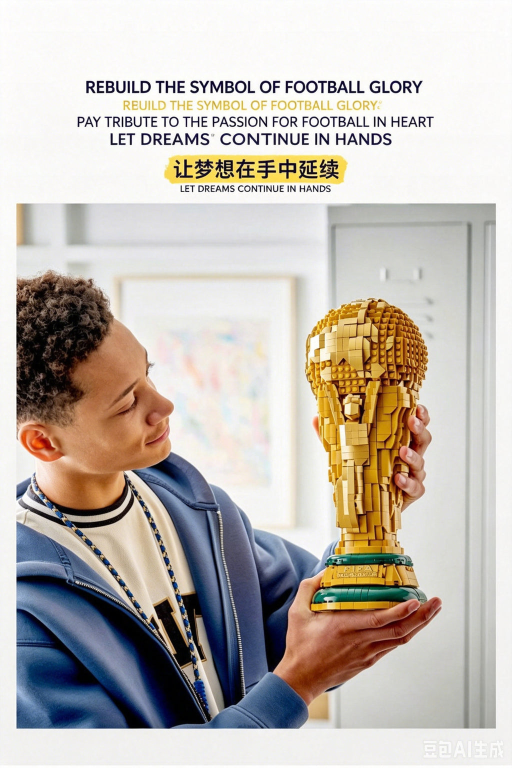 1:1 FIFA World Cup Trophy Building Blocks 36cm Collectible for Soccer Lovers