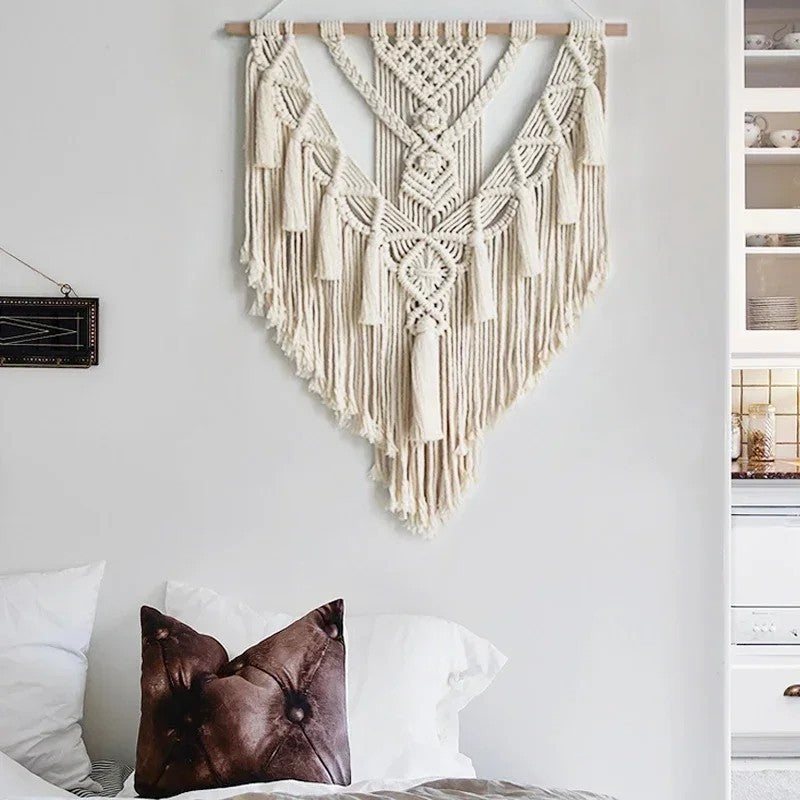 Macrame Wall Hanging Boho Chic Woven Tapestry Geometric Art Home Dorm Decor
