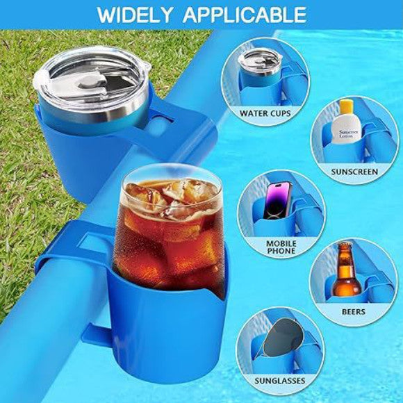 6 PCS Pool Side Hanging Cup Holder Multifunctional Storage Organizer