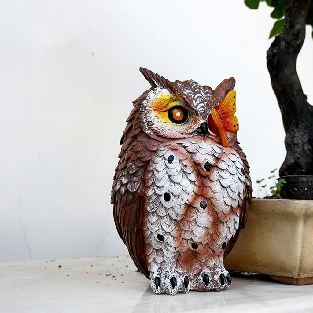 Solar Garden Statue Decorative Sculpture Owl Figurine Lamp Housewarming Gift