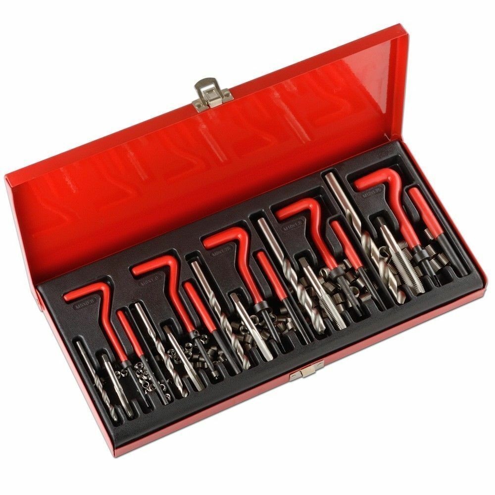 131Pc Thread Repair Kit Helicoil Threaded Tool Twist Drill Bits M5-M12 Metric