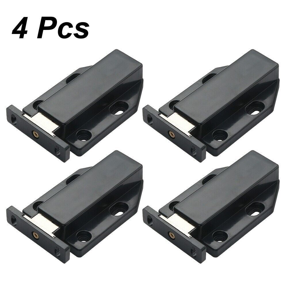 4x Door Push To Open Magnetic Cabinet Catch Heavy Duty Latch ABS Black