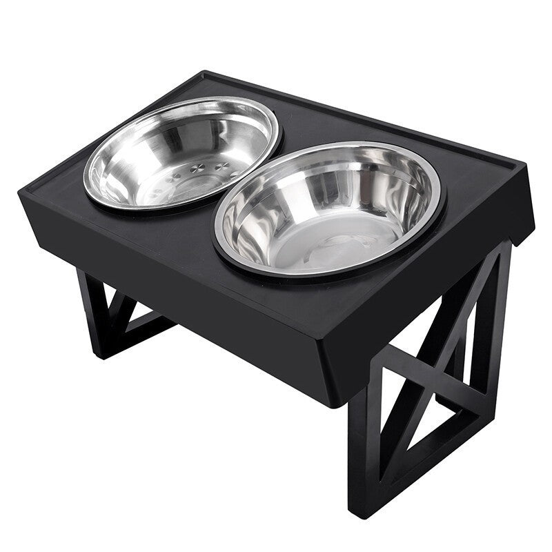 Adjustable Dog Raised Dog Bowl Stand 15° Tilt Elevated Feeder Double Dog Bowls