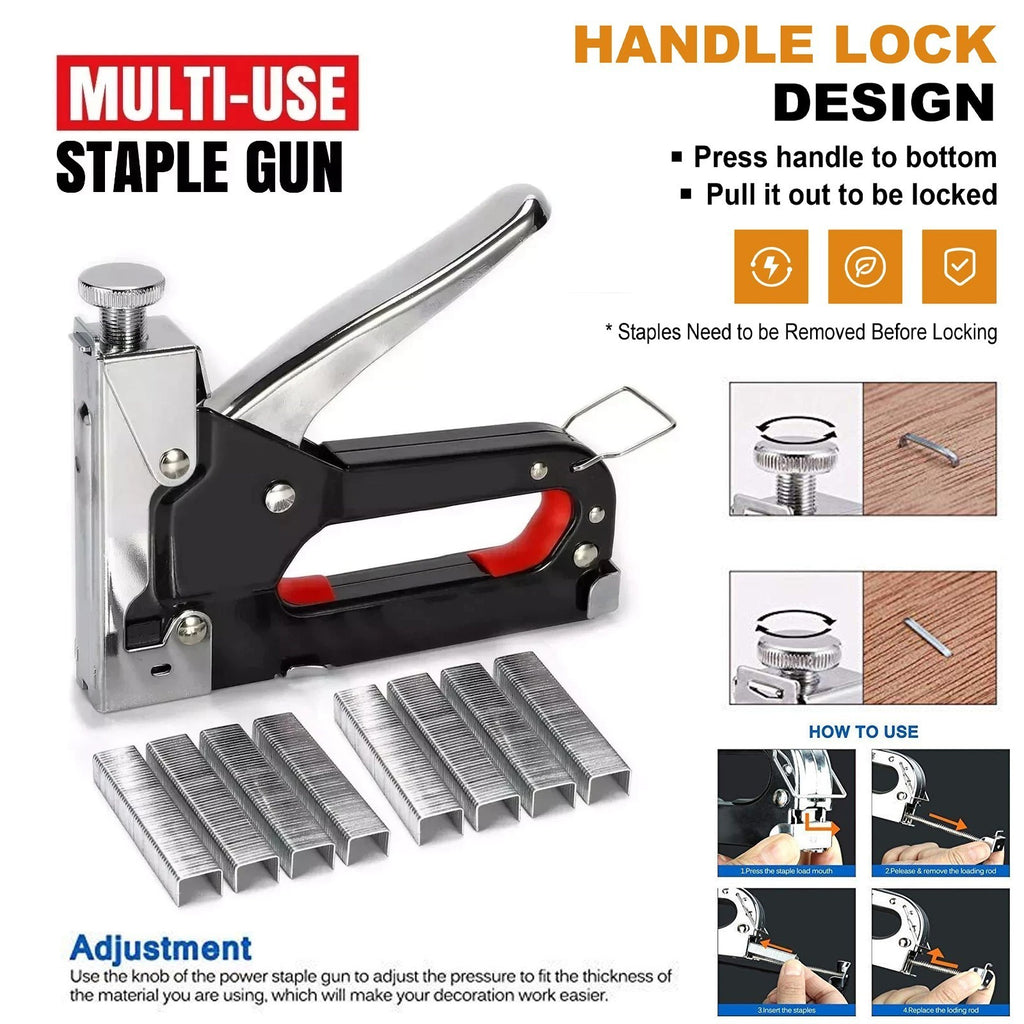 Staple Gun Heavy Duty Tacker Upholstery Woodworking + 1000 Staples Craft Tool