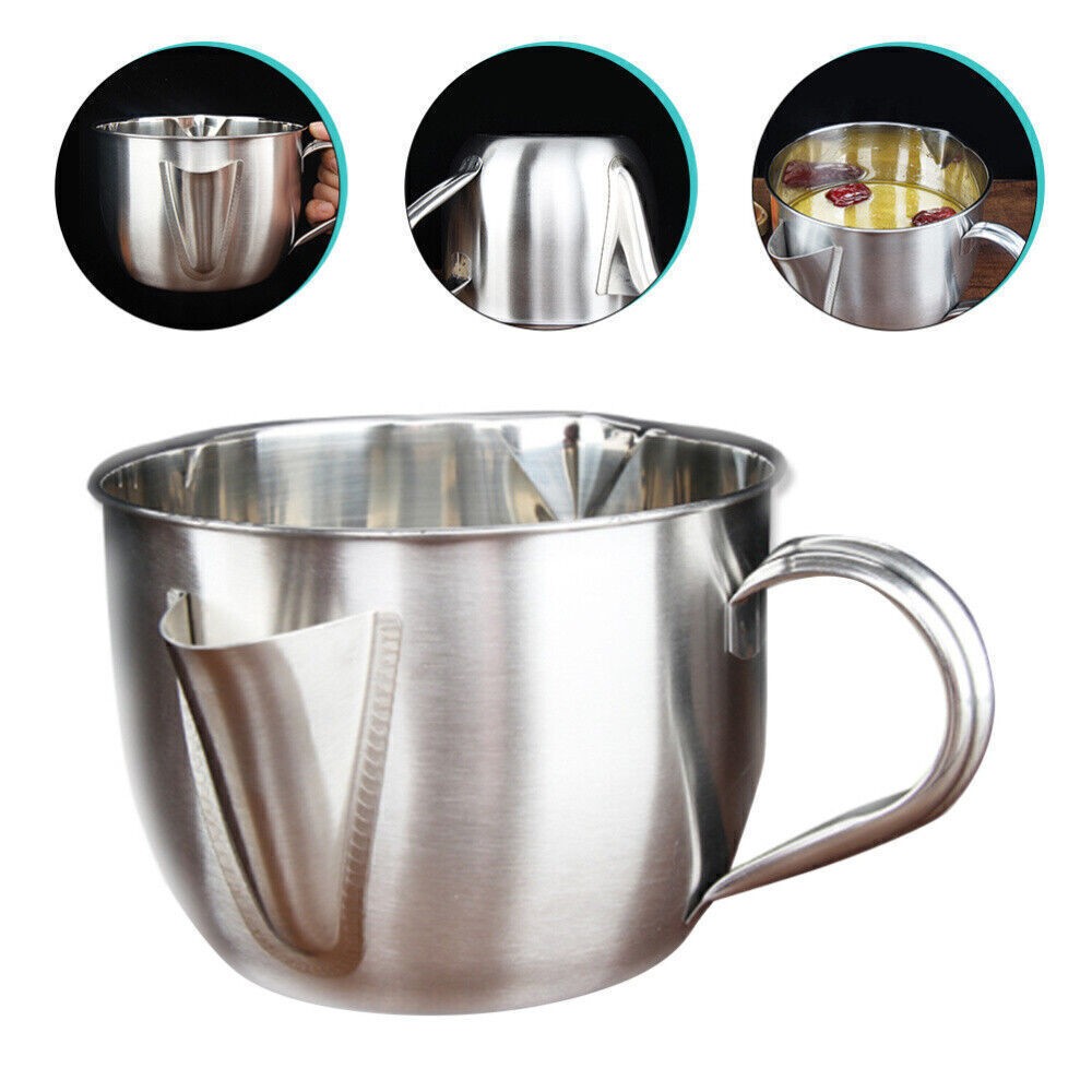 Fat Separator Stainless Steel Oil Soup Strainer Fat Separator Gravy Bowl