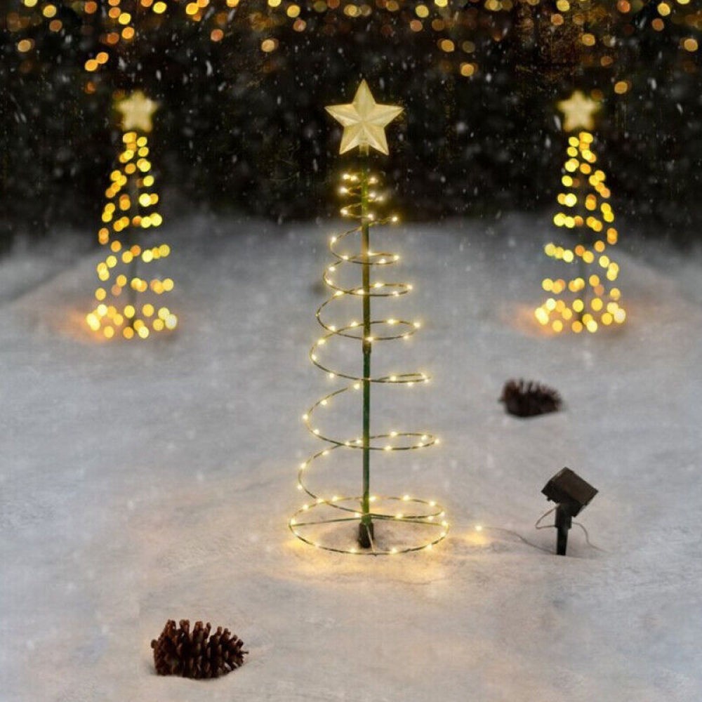 Solar Powered LED Christmas Tree Stake Star Light Outdoor Yard Garden Pathway UK