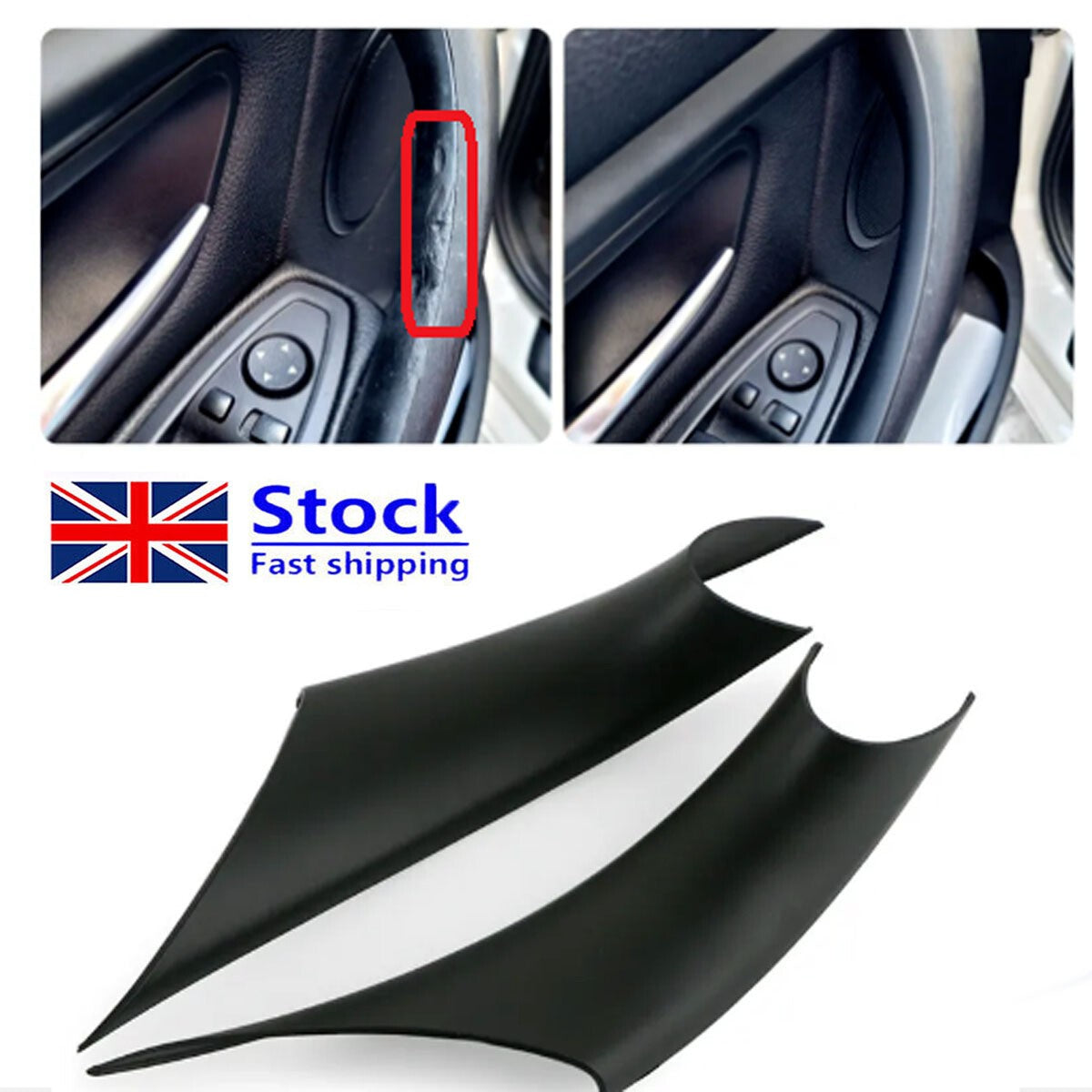 2X Inner Door Handle Trim Panel Pull Black Cover For BMW 3 4 Series F30 F31 F32