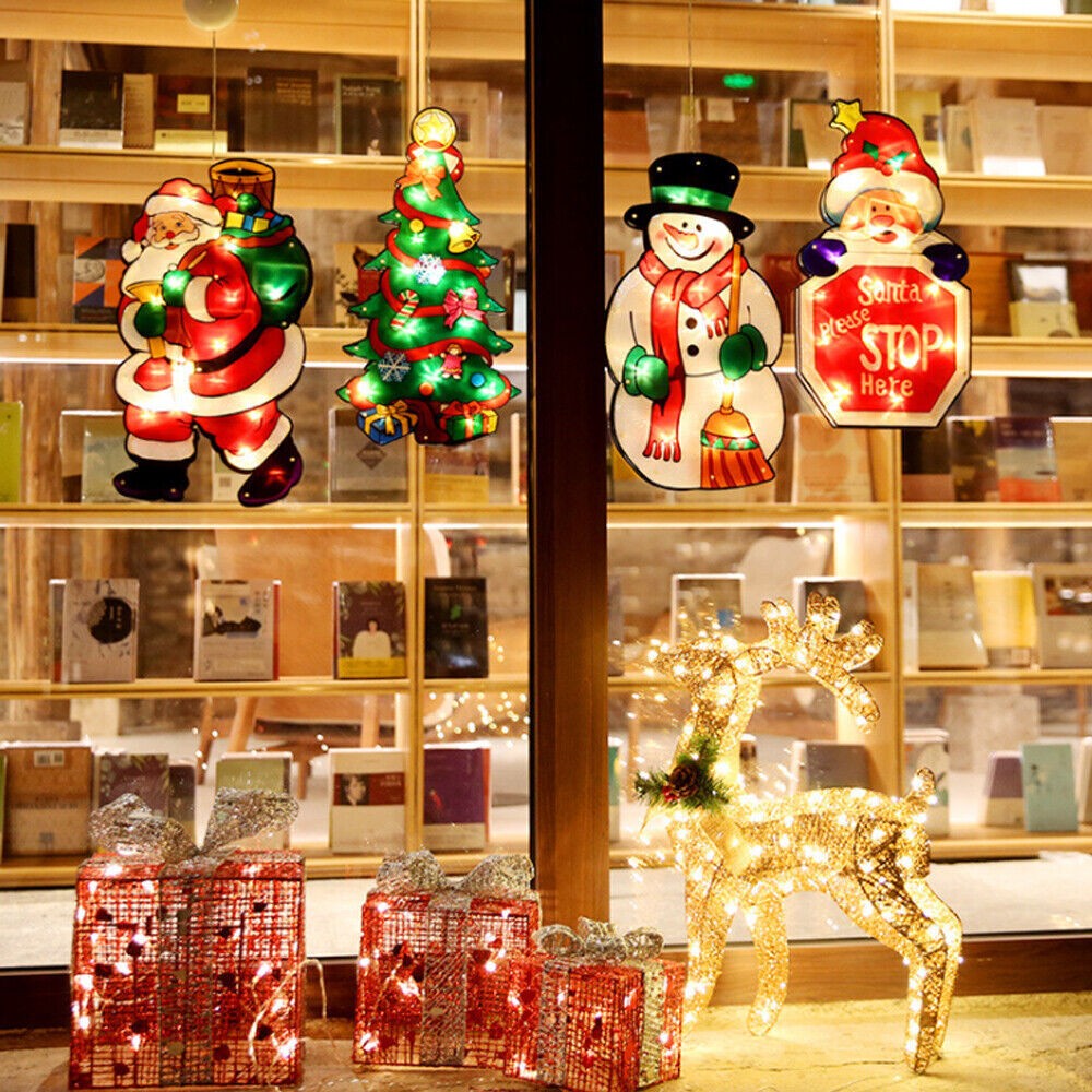 Santa / Snowman 20 LED Christmas Window Silhouette Lights Decoration Indoor Xmas