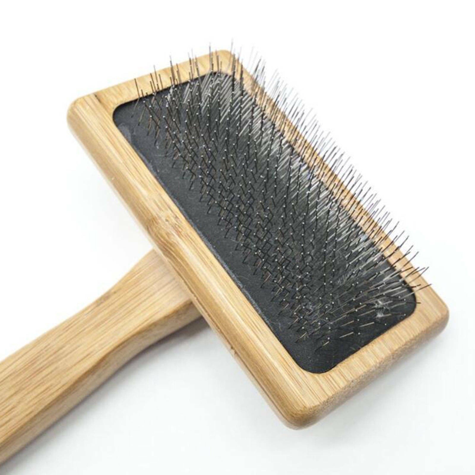 Genuine Sheepskin Luxury Wire Rug Slicker Brush Wooden Handle For Pet Grooming