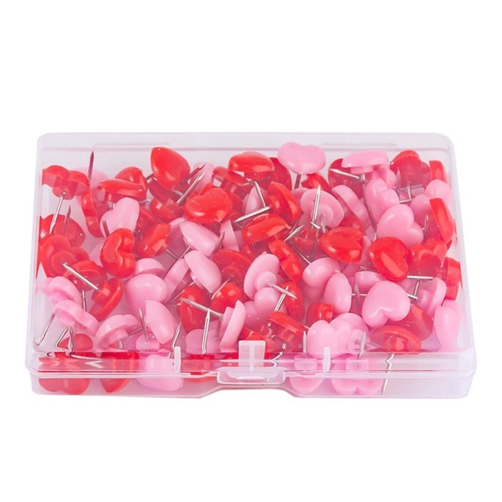 100PCS Love Heart Push Pin Thumb Tacks Photo Pins Office Supplies