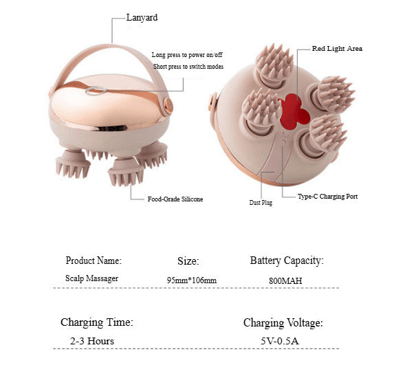 Electric Scalp Massager Cat Massager Waterproof Head Massager